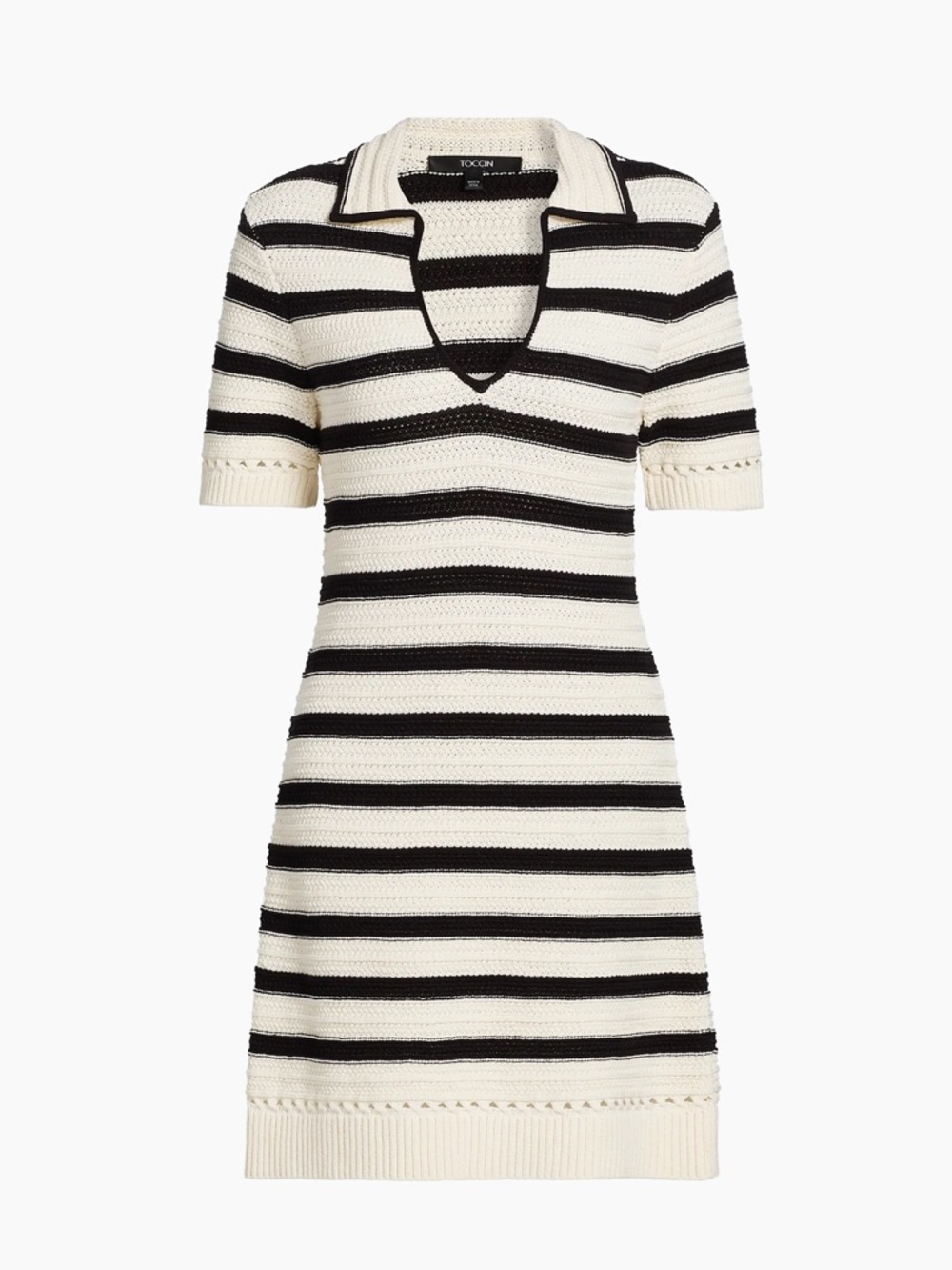 Toccin Tyler Striped Knit Polo Minidress